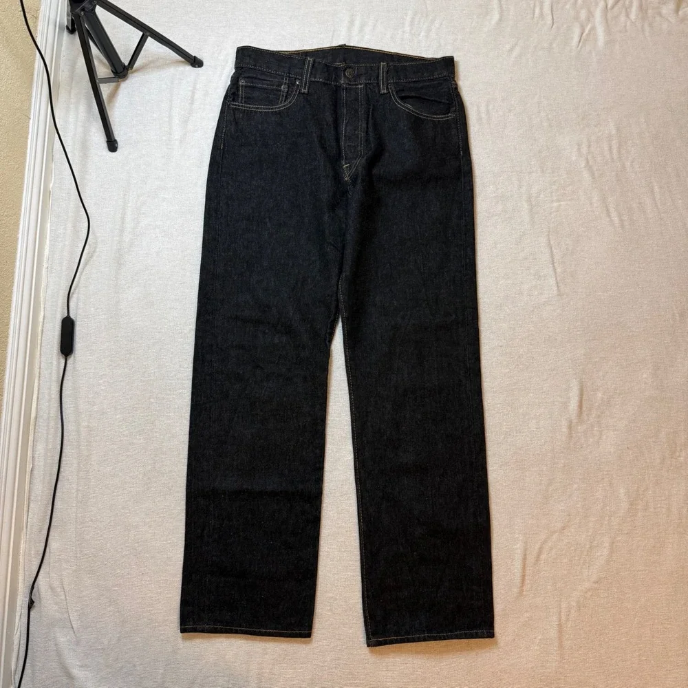 Levi's 501 Jeans Mens 34x34 Dark Indigo Blue Original Fit Button Fly Denim